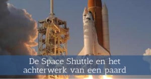 De Space Shuttle en het achterwerk van een paard