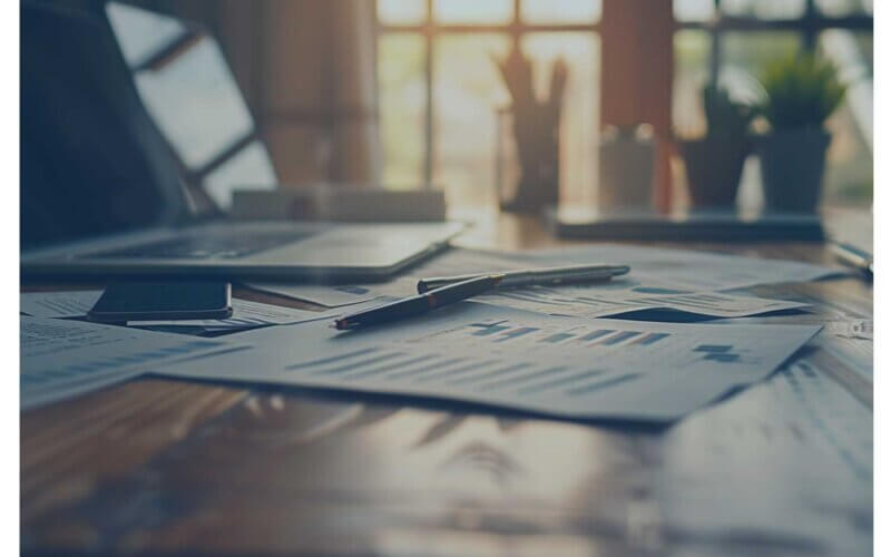 Whitepapers en rapporten over sales op een bureau
