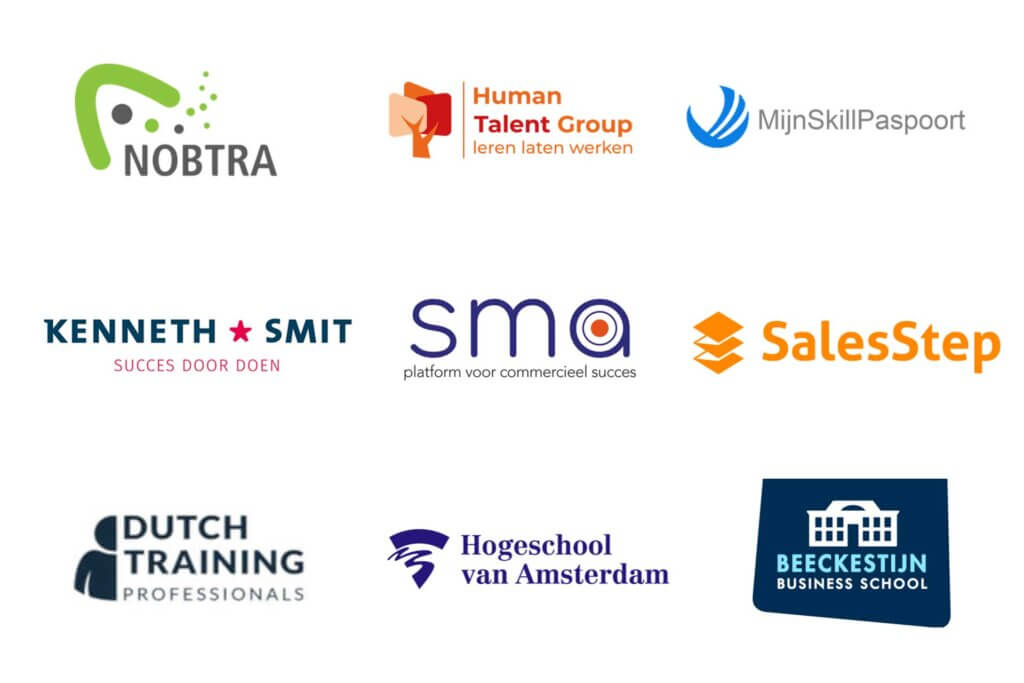 Logo’s van organisaties en partners uit het netwerk van 3to1 Sales Artists
